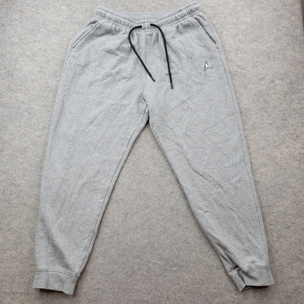 Jordan Pants Mens Large Gray Fleece Joggers Elastic Waist Pockets Jumpman Logo